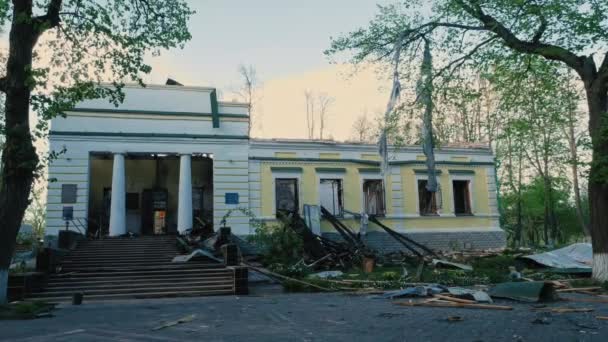 Kharkiv Region Skovorodinovka Skovorodinivka Ukraine 2022 Terrible Destroyed Civil Building — Stok video
