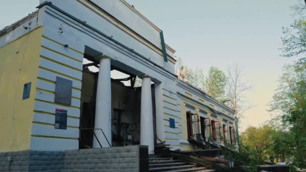 Kharkiv Region Skovorodinovka Skovorodinivka Ukraine 2022 Destroyed Architectural Building Historical — Stock video