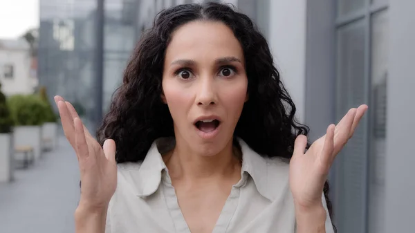 God Wow Female Facial Reaction Close Amazed Excited Shocked Wonder — Stockfoto