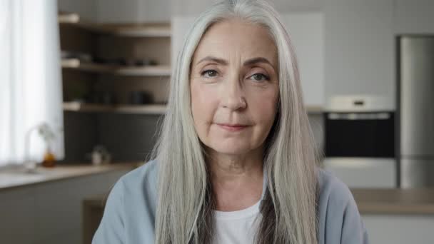 Portrait Calm Confident Adult Middle Aged Woman Pensioner Granny Mistress — Stock videók