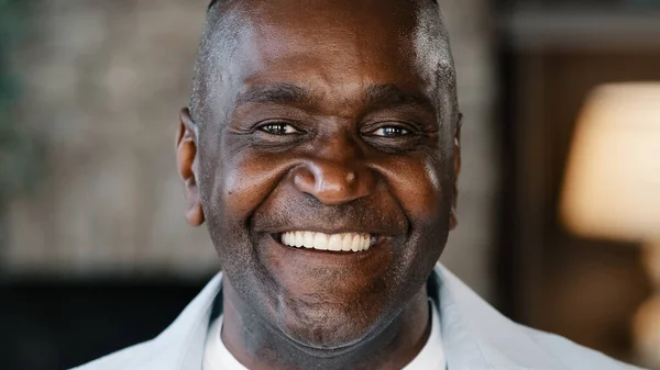 Happy Emotional African American Adult Man Sincere Smiling Laughing Loud — Fotografia de Stock