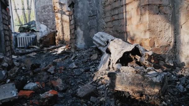 Kharkiv Region Kharkov Skovorodinovka Skovorodinivka Ukraine 2022 Κατεστραμμένα Σπασμένα Τείχη — Αρχείο Βίντεο