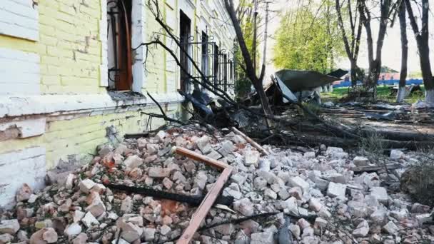 Kharkiv Region Kharkov Skovorodinovka Skovorodinivka Ukraine 2022 Destroyed Broken Walls — Stok video