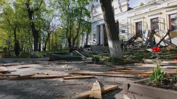 Kharkiv Region Kharkov Skovorodinovka Skovorodinivka Ukraine 2022 Destroyed Ruined Building — Stok video