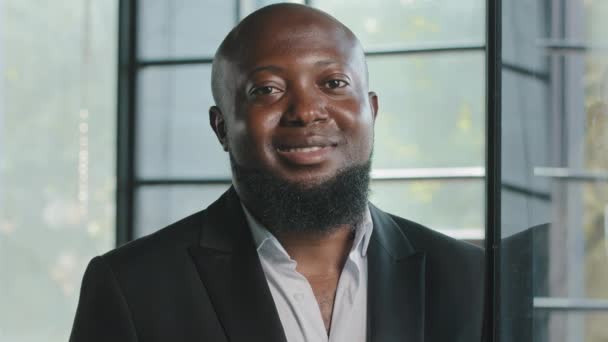 Positive African American Businessman Male Team Leader General Manager Banker — 图库视频影像