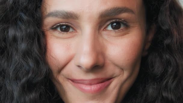 Close Girl Face Young Beautiful Arabian Hispanic Mexican Model Young — Stok video