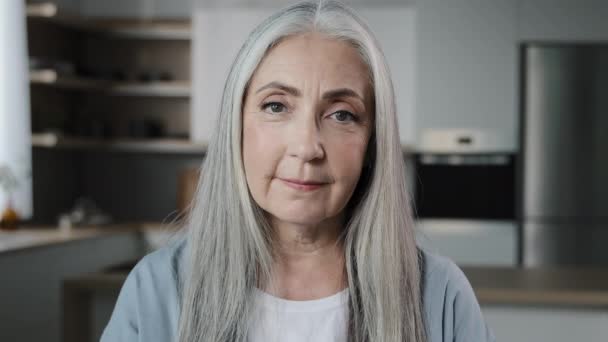 Portrait Elderly Adult Calm Granny Middle Aged Caucasian European Appearance — Stok video