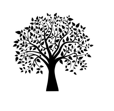 Vector tree in black and white vector