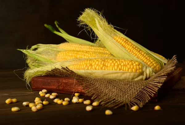 Corn Cobs Grains Rough Fabric Napkins — Foto de Stock