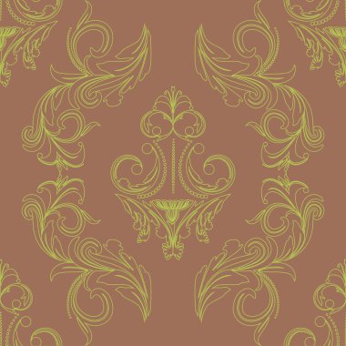 desen yeşil çiçek fauna soyut duvar kağıdı grafikleri kahverengi