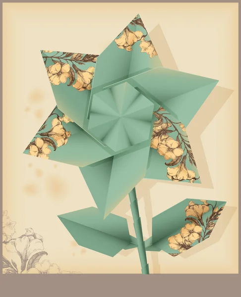 Origami flower. Star flower — Stock Vector