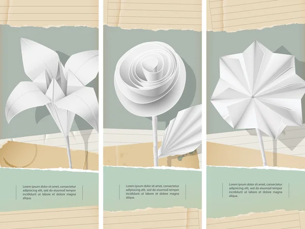 Flores de papel- banners — Vetor de Stock