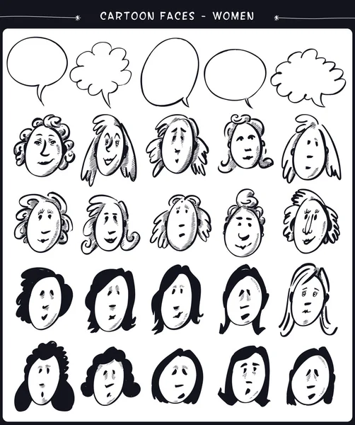 Cartoon Faces - Frauen — Stockvektor