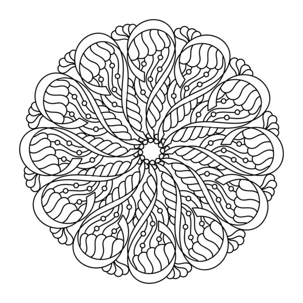 Mandala Livre Colorier Dentelle Ethnique Motif Ornemental Rond Illustration Vectorielle — Image vectorielle