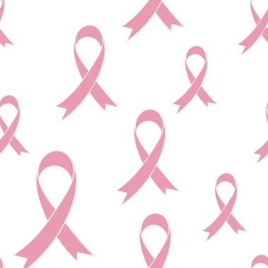 Kusursuz desen. Göğüs kanseri farkındalığı kurdelesi. El çizimi Vektör arkaplanı.