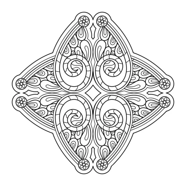 Libro Para Colorear Elemento Decorativo Forma Rombo Mandala Cuatro Rayos — Vector de stock