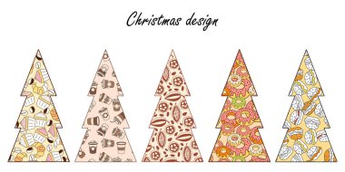 Noel için menü tasarımı. Kafe için Noel Ağacı, restoran broşürü, broşür. Mutlu yeni yıl partileri. Xmas Vektör resimlerini ayarla