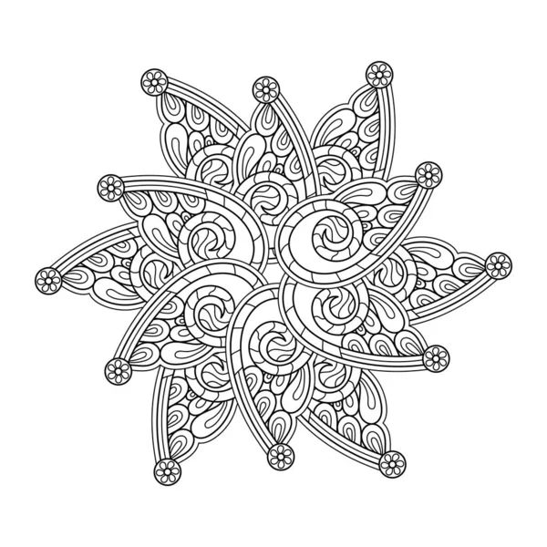 Libro Colorare Mandala Elemento Decorativo Stella Design Vettoriale Disegnato Mano — Vettoriale Stock