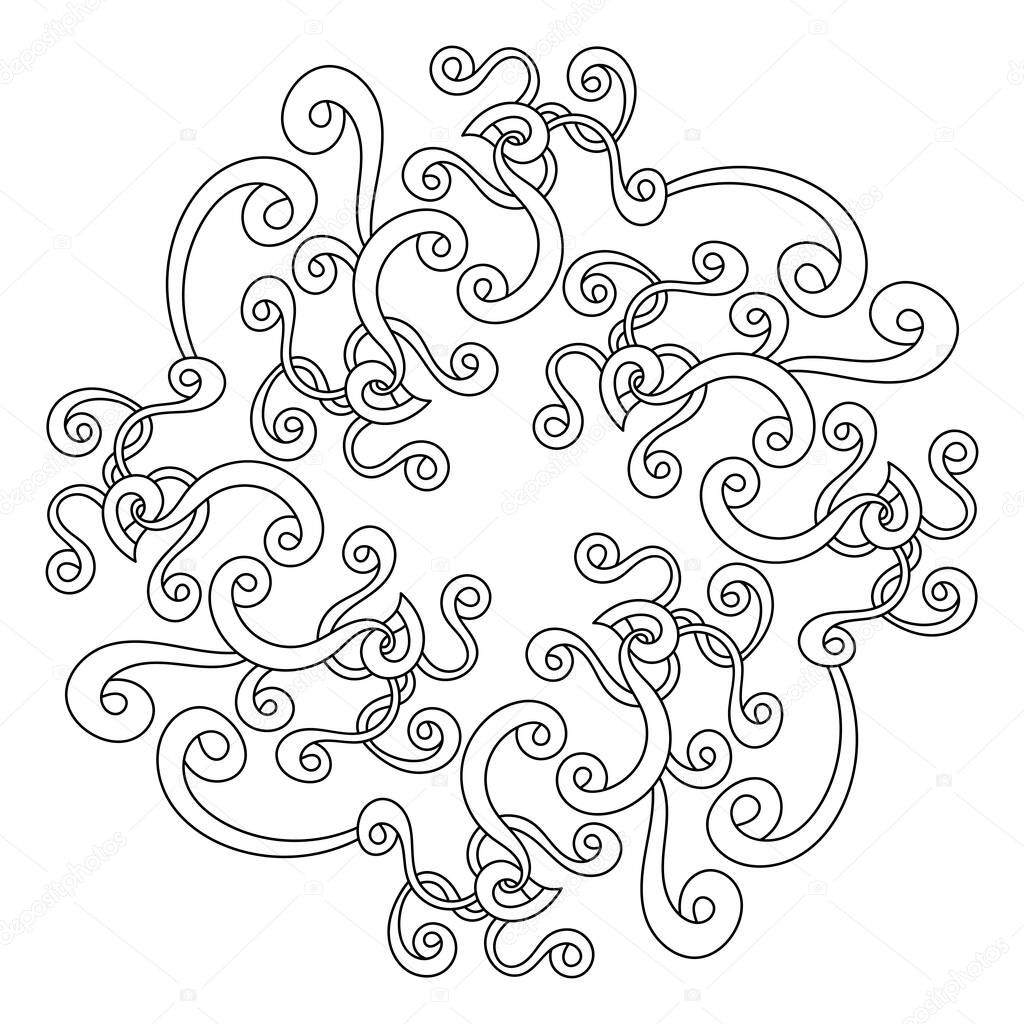 Coloring book for children and adults. Hand-drawn decorative element. Vector illustration. Black and white