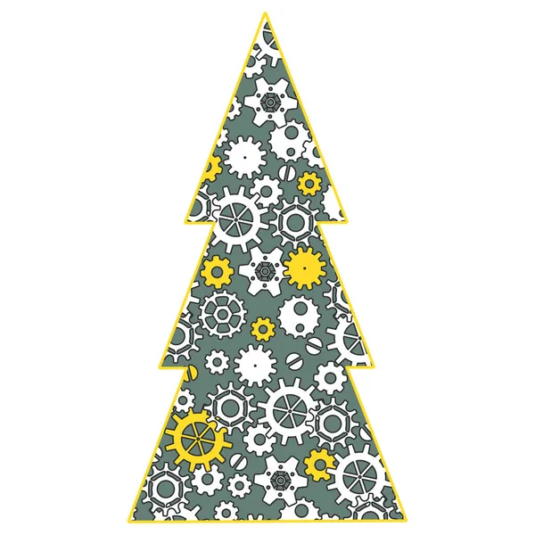Steampunk Tarzında Dekore Edilmiş Noel Ağacı Klasik Steampunk Hareket Vektörü — Stok Vektör