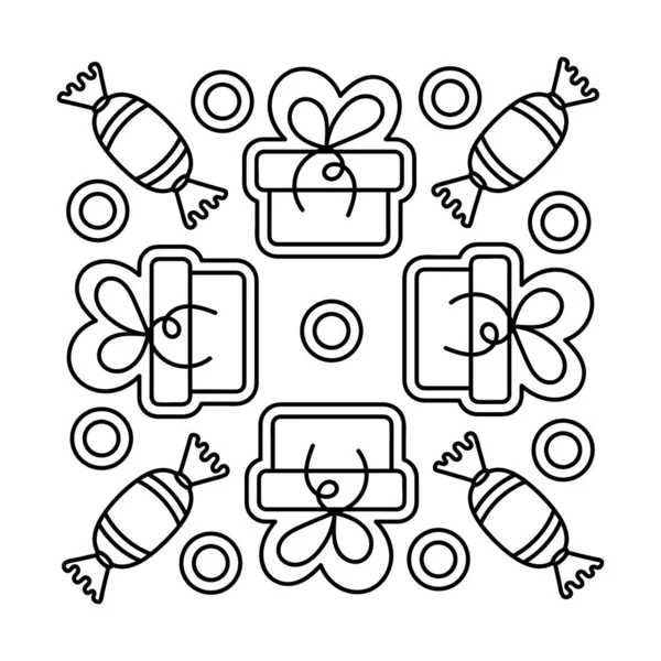 Målarbok För Barn Enkel Mandala Doodle Vektor Illustration Presentförpackningar Och — Stock vektor