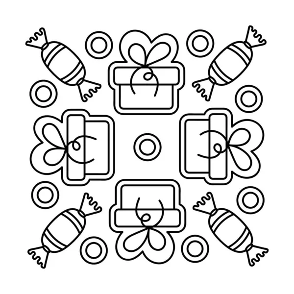 Målarbok För Barn Enkel Mandala Doodle Vektor Illustration Presentförpackningar Och — Stock vektor