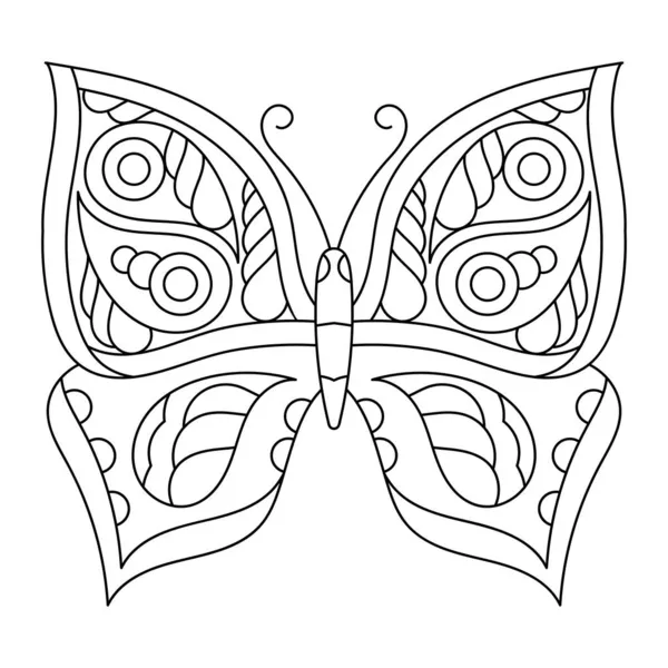 ぬりえ本のページ蝶 昆虫の花のモノクロームベクトルイラスト ストックイラスト