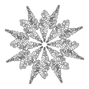 Kar taneleri. Yetişkinler için boyama sayfaları. Boyama kitabı, kapak ya da arka plan için el çizimi Doodle. Vektör illüstrasyonu.