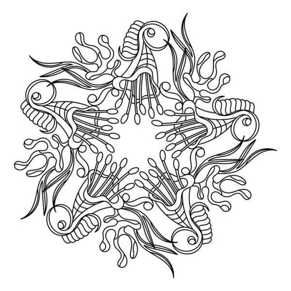 Doodles Abstraits Mandala Pour Une Coloriage Monde Sous Marin Coraux — Image vectorielle