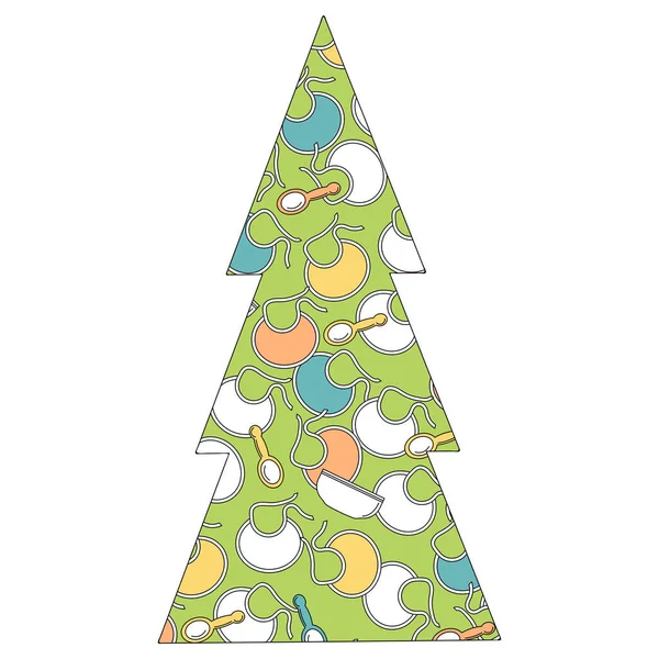 Juldesign För Små Barn Festlig Vektor Illustration Med Julgran Gjord — Stock vektor