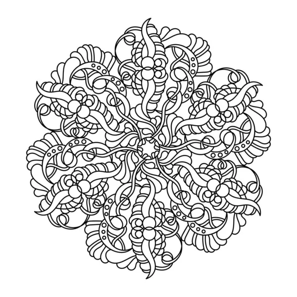 Doodle Mandala Página Para Colorear Para Adultos Elemento Abstracto Vectorial — Archivo Imágenes Vectoriales