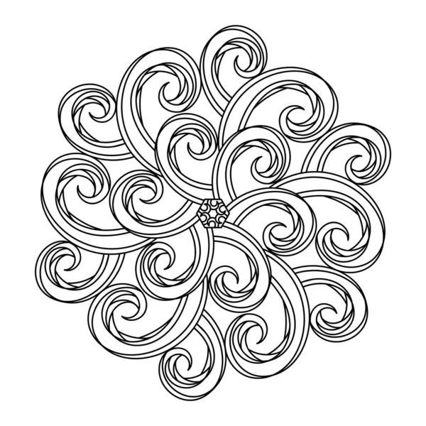 Desenho para colorir com mandala do mar, composição de ondas. — Vetor de Stock