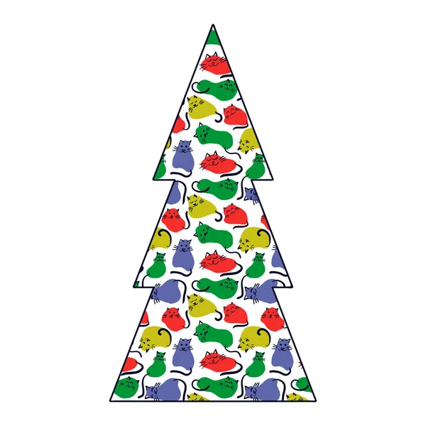 Árbol Navidad Para Una Mascota Tarjeta Felicitación Vectorial Póster Folleto — Vector de stock