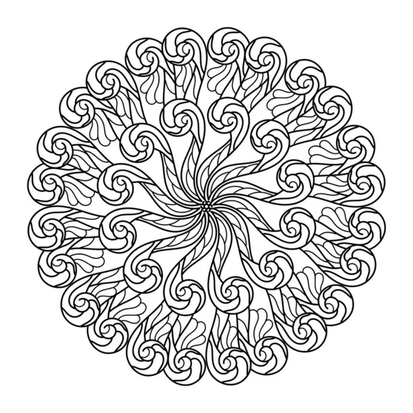 Mandala Coloring Pages Decorative Hand Drawn Ornament Stress Therapy Vector — Stockvektor