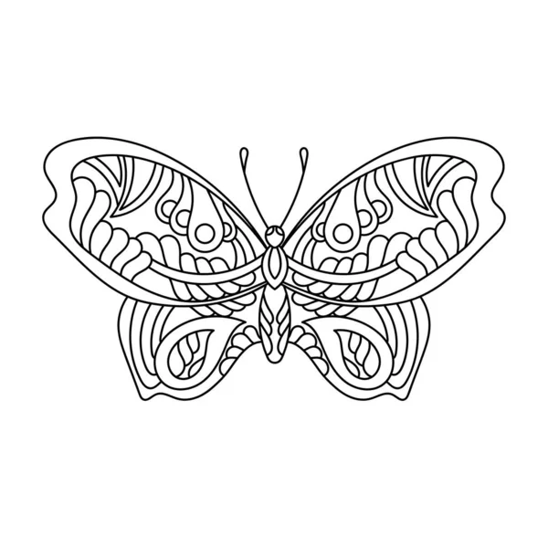 Coloring Pages Butterfly Ornate Monochrome Vector Illustration Insect — стоковый вектор