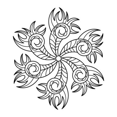 El çizimi süsleme mandala. Büyükler için boyama kitabı sayfası. Vektör bozulması.