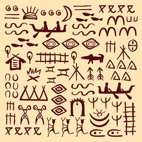 Εθνικά Σύμβολα Φυλών Στυλιζαρισμένη Διανυσματική Απεικόνιση Του Φόντου Της Ροκ — Διανυσματικό Αρχείο