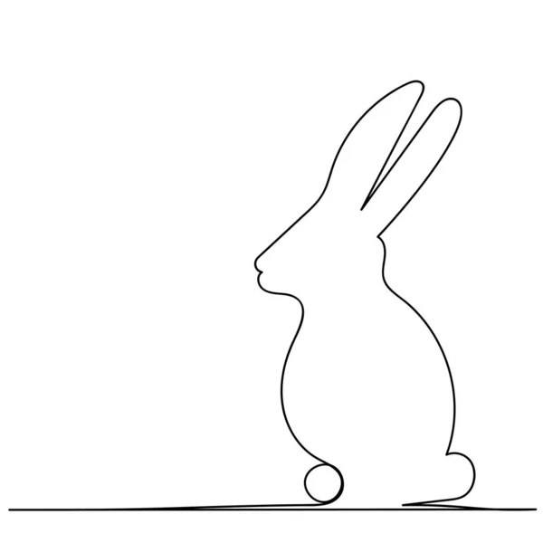 Continuous Line Drawing Rabbit Hand Drawn Vector Illustration — Wektor stockowy