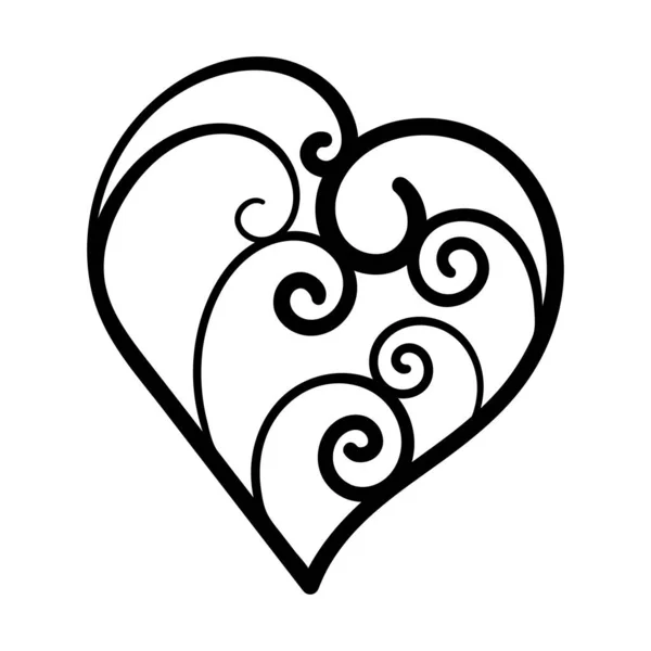 Coeur Dessiné Main Design Pour Une Carte Vacances Saint Valentin — Image vectorielle