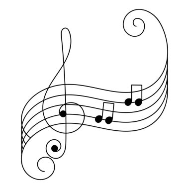 El yapımı müzik konseri festivali. Doodle vektör arkaplanı. Müzik notası, üç katlı anahtar. Siyah ve beyaz