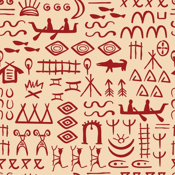 先住民族の民族のシンボルや装飾シームレスなパターン 生地などの表面のデザイン — ストックベクタ