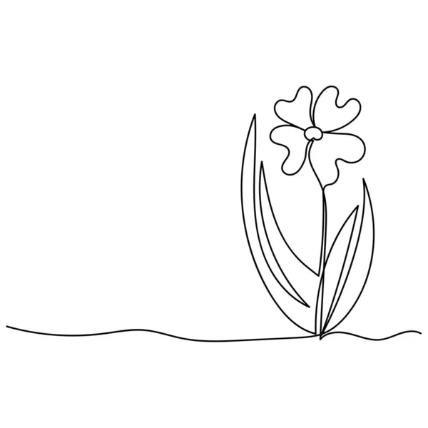 Συνεχές Σχέδιο Μιας Γραμμής Λουλούδι Χειροποίητη Διανυσματική Απεικόνιση Λευκό Φόντο — Διανυσματικό Αρχείο