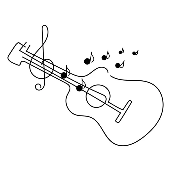 Concepto Musical Dibujado Mano Plantilla Diseño Vectorial Estilo Lineal Guitarra — Archivo Imágenes Vectoriales