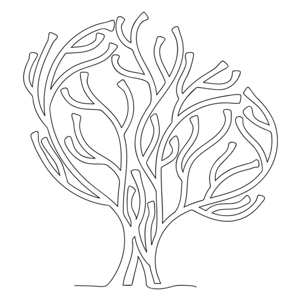 Kontinuierliche Linienzeichnung Baum Handgezeichnete Vektorillustration Auf Weißem Hintergrund — Stockvektor