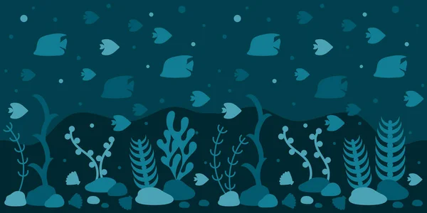 Безшовний Підводний Кордон Тропічні Риби Корали Водорості Підземна Фауна Морський — стоковий вектор