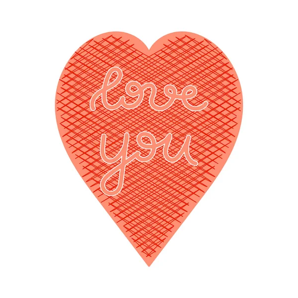 Rote Fäden Herz Liebessymbol Valentinstag Karte Isoliert Auf Weiß Handgezeichnete — Stockvektor