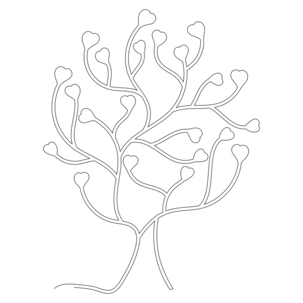 Kontinuerlig Linje Ritning Love Tree Handritad Vektor Illustration Vit Bakgrund — Stock vektor