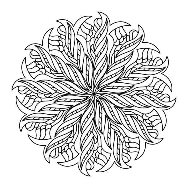 Målarbok Sida Mandala Doodle Linjär Konst Stress För Vuxna Handritat — Stock vektor