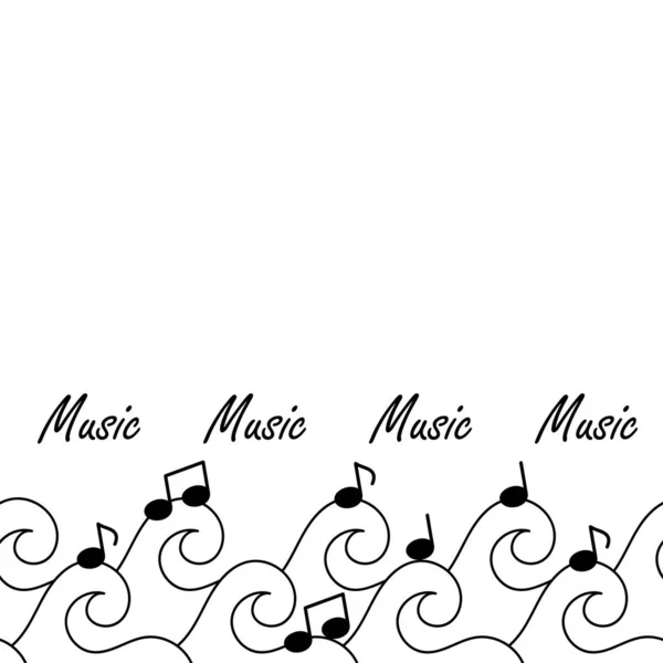 Borde Sin Costura Mar Música Ilustración Vectorial Dibujada Mano Notas — Vector de stock