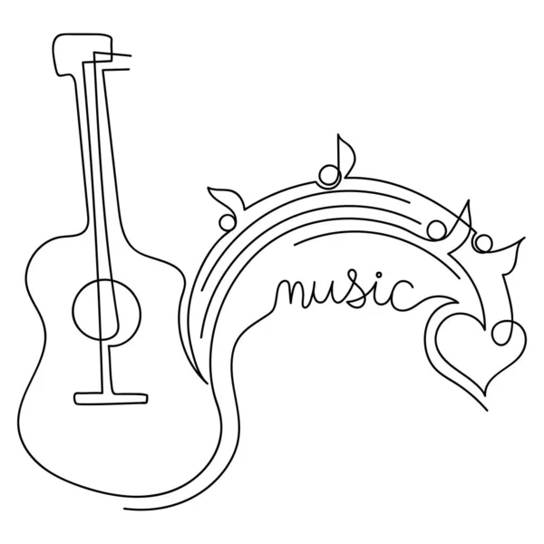 Dibujo Continuo Una Línea Concepto Musical Dibujado Mano Concierto Música — Vector de stock